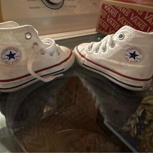 Converse White Kids' High-Top Boots with Red & Navy Trim